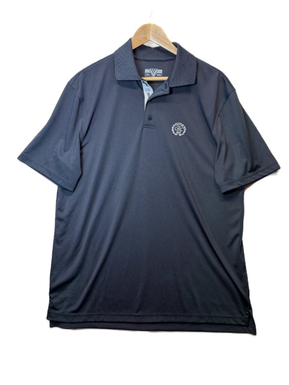 Levelwear Polo Mens Large Black Ridge CC Logo Golf Performance Short Sleeve